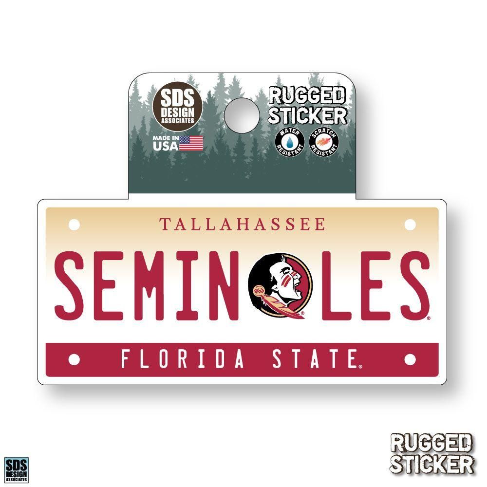  Fsu | Florida State Seasons Design License Plate 3.25  Decal | Alumni Hall