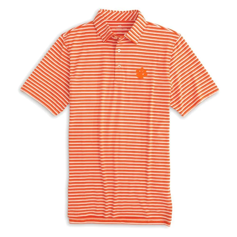 Clemson | Southern Tide Ryder Stripe Performance Polo Alumni Hall