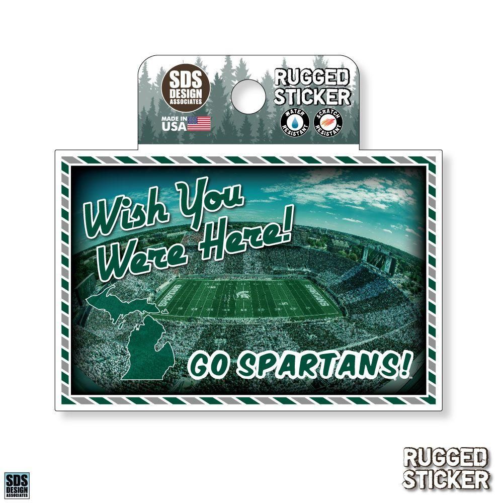  Spartans | Michigan State Seasons Design Wish You Were Here 3.25  Decal | Alumni Hall