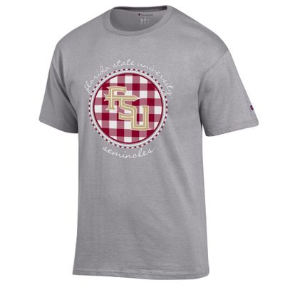 Fsu | Florida State Champion Women's Script Gingham Tee Alumni Hall