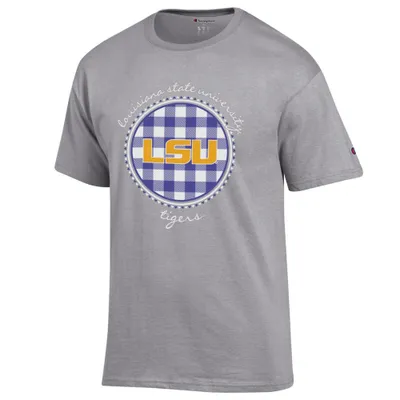 Lsu | Champion Women's Script Gingham Tee Alumni Hall