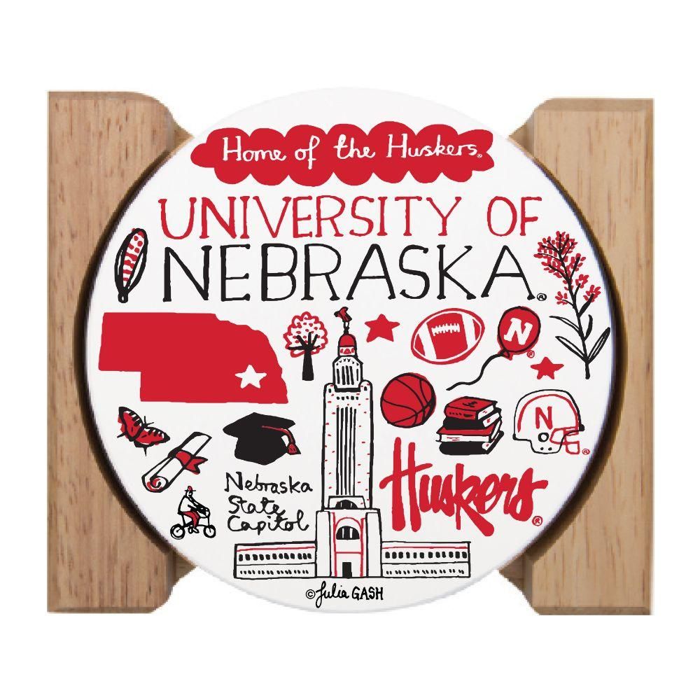  Huskers | Nebraska Julia Gash Drink Coasters (4 Pack) | Alumni Hall