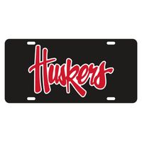 Huskers | Nebraska Script Huskers License Plate | Alumni Hall