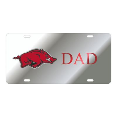  Arkansas Dad Razorback Logo License Plate (Silver/Cardinal)