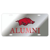  Arkansas Alumni Razorback Logo License Plate (Silver/Cardinal)