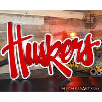  Huskers | Nebraska Hex Head Metal Huskers Wall Art 24x 16  | Alumni Hall