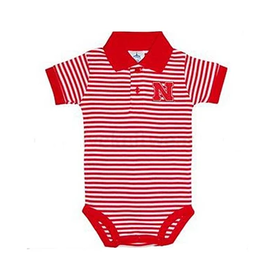 Nebraska Infant Striped Polo Bodysuit