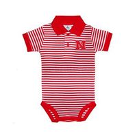 Huskers | Nebraska Infant Striped Polo Bodysuit Alumni Hall