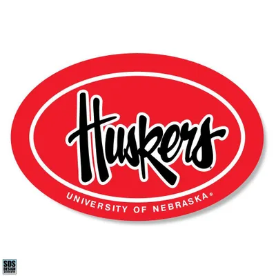  Huskers | Nebraska 6 Inch Oval Huskers Script Decal | Alumni Hall