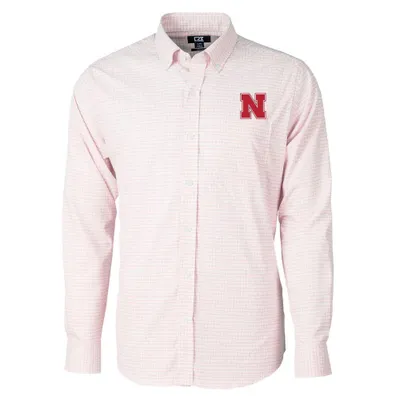 Huskers | Nebraska Cutter & Amp ; Buck Men's Versatech Tattersall Button Up Alumni Hall