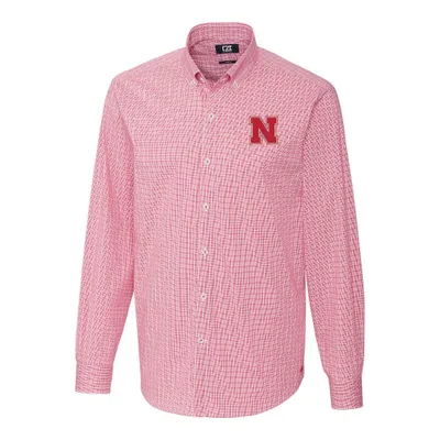 Huskers | Nebraska Cutter & Amp ; Buck Men's Soar Windowpane Check Button Up Alumni Hall