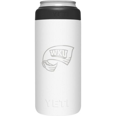 Western Kentucky Yeti White Primary Logo Slim Colster