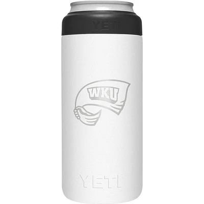 Western Kentucky Yeti White Primary Logo Slim Colster