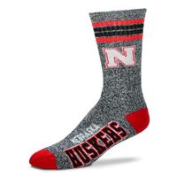 Huskers | Nebraska 4- Stripe Marbled Deuce Sock Alumni Hall