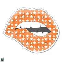  Ah | Seasons Design Orange And White Star Lips 3  Decal | Alumni Hall