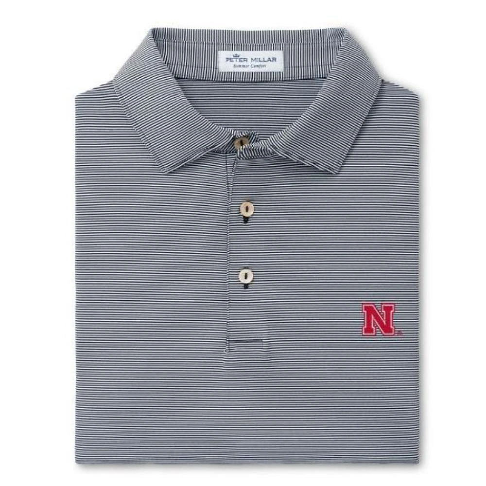 Nebraska Peter Millar Jubilee Stripe Stretch Jersey Polo