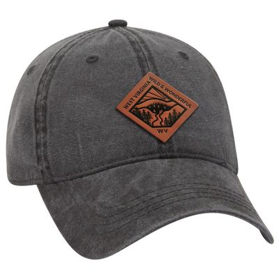  Ahs | Uscape West Virginia Vintage Wash Adjustable Faux Leather Patch Hat | Alumni Hall