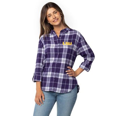 Lsu | University Girls Women's Boyfriend Plaid Shirt Alumni Hall