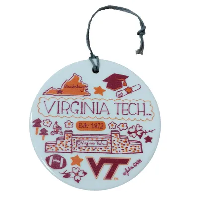  Vt | Virginia Tech Round Ceramic Ornament | Alumni Hall