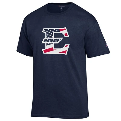 ETSU Champion American Flag Fill Block E Tee