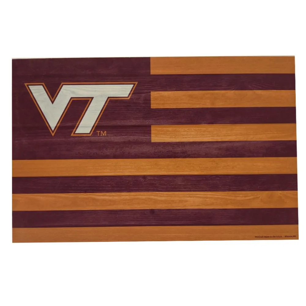  Vt | Virginia Tech Americana Wood Flag Decor | Alumni Hall