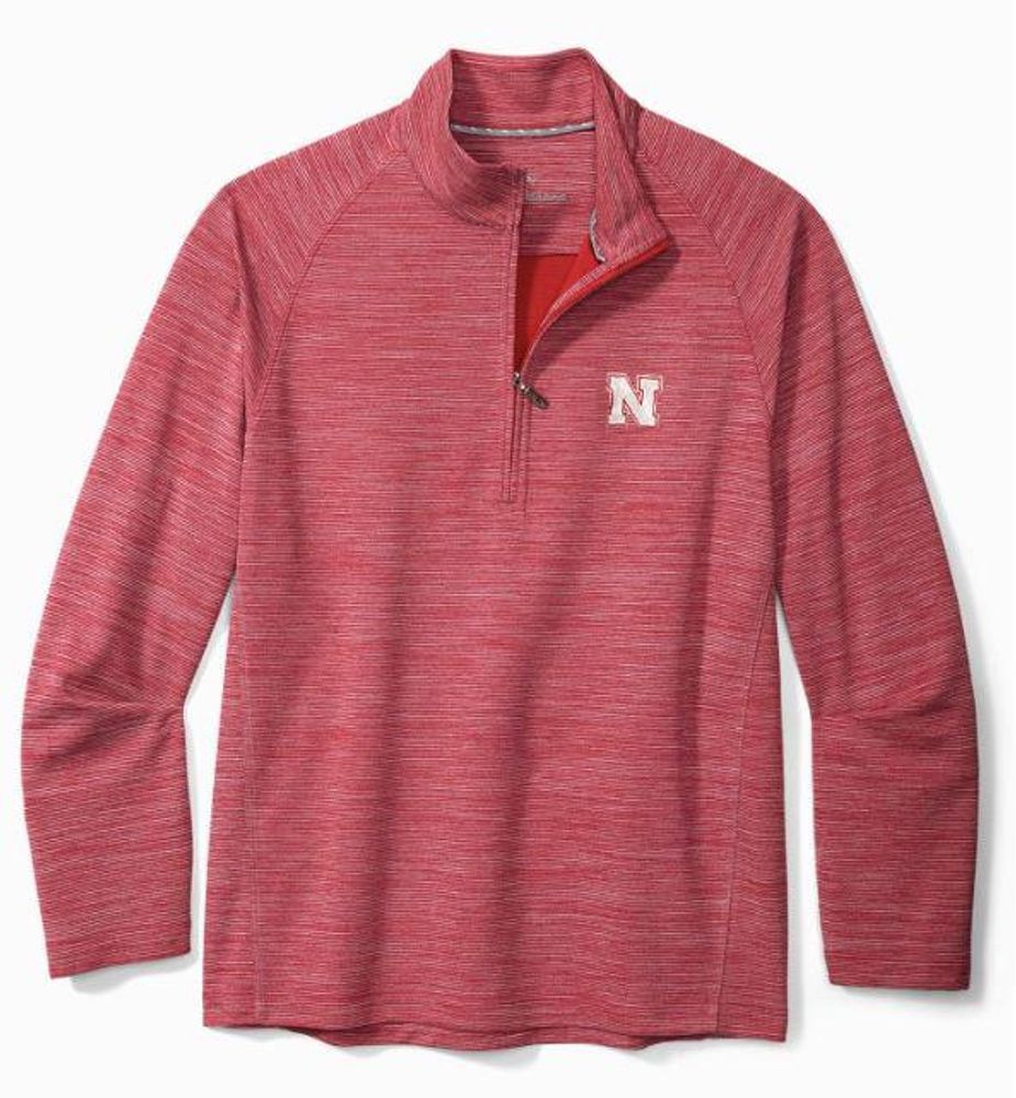 Huskers | Nebraska Tommy Bahama Men's Play Action Half Zip Pullover Alumni Hall