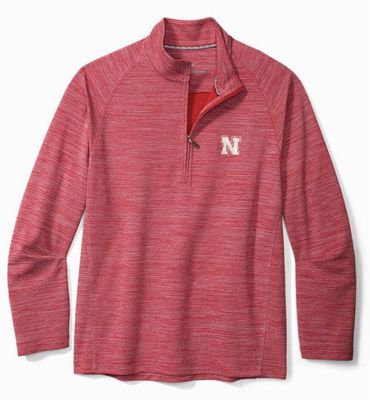 Huskers | Nebraska Tommy Bahama Men's Play Action Half Zip Pullover Alumni Hall