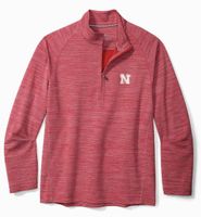 Huskers | Nebraska Tommy Bahama Men's Play Action Half Zip Pullover Alumni Hall