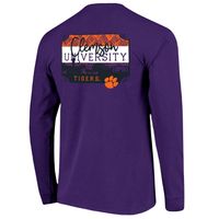 Clemson | Campus Skyline Pattern Long Sleeve Tee Alumni Hall