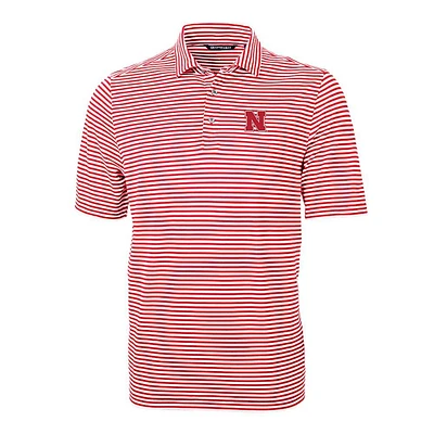 Nebraska Cutter & Buck Striped Virtue Eco Pique Polo