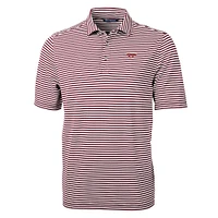 Virginia Tech Cutter & Buck Striped Virtue Eco Pique Polo