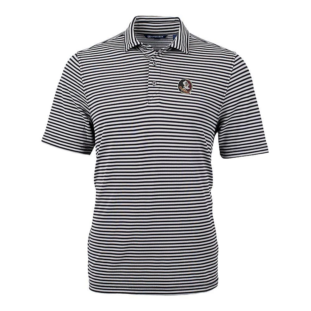 Florida State Cutter & Buck Striped Virtue Eco Pique Polo