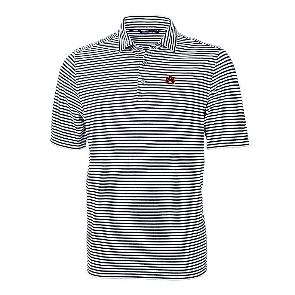 Auburn Cutter & Buck Striped Virtue Eco Pique Polo