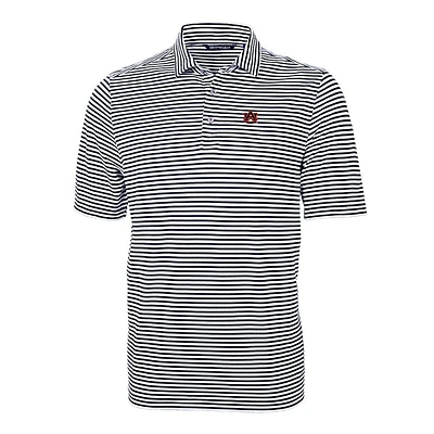 Auburn Cutter & Buck Striped Virtue Eco Pique Polo