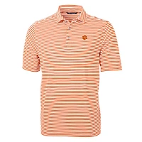 Clemson Cutter & Buck Striped Virtue Eco Pique Polo