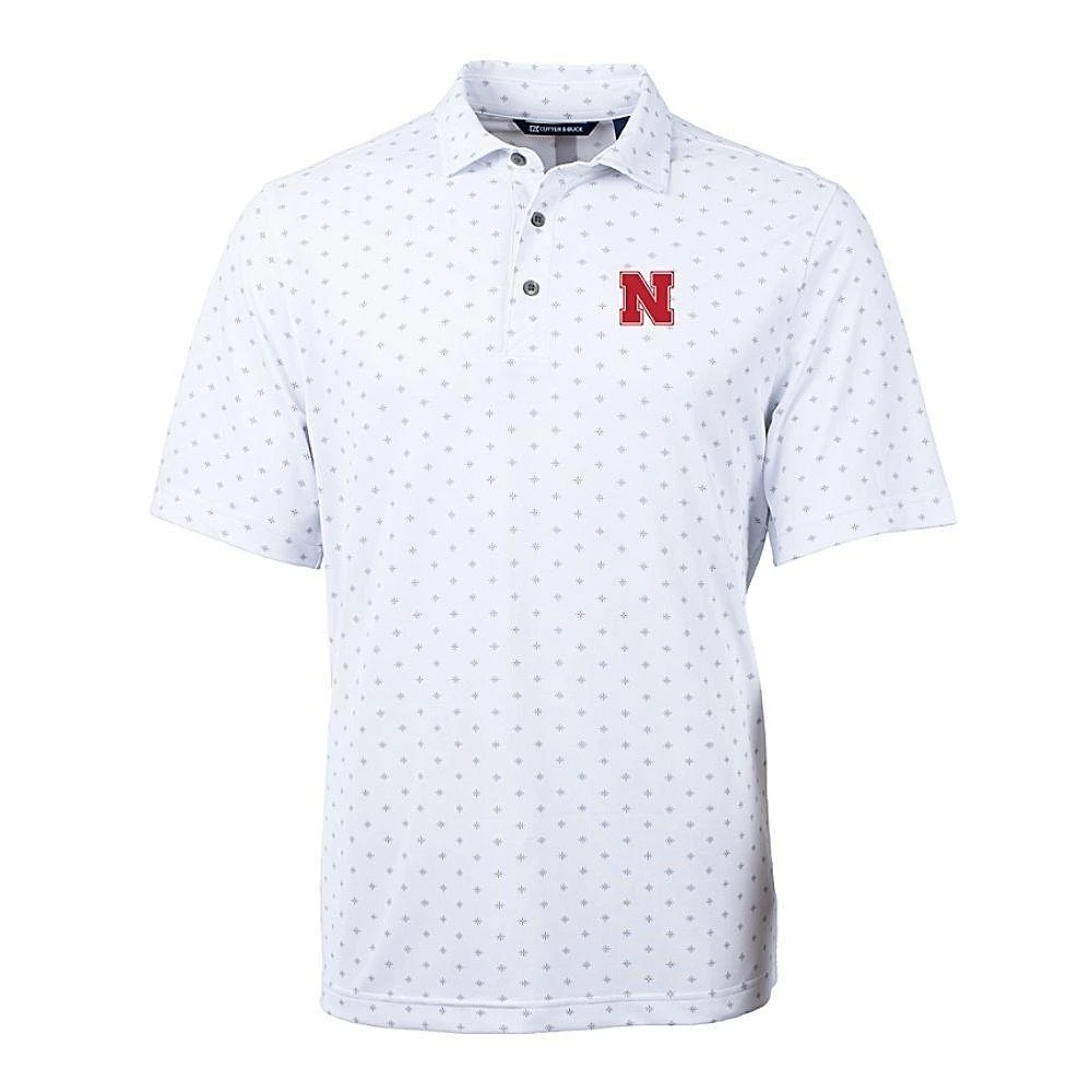 Nebraska Cutter & Buck Virtue Eco Pique Tile Print Polo