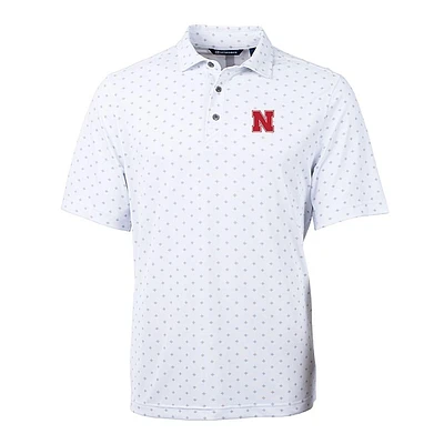 Nebraska Cutter & Buck Virtue Eco Pique Tile Print Polo