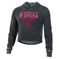 Huskers | Nebraska Vault N Logo Burnout Cropped Hoodie Alumni Hall