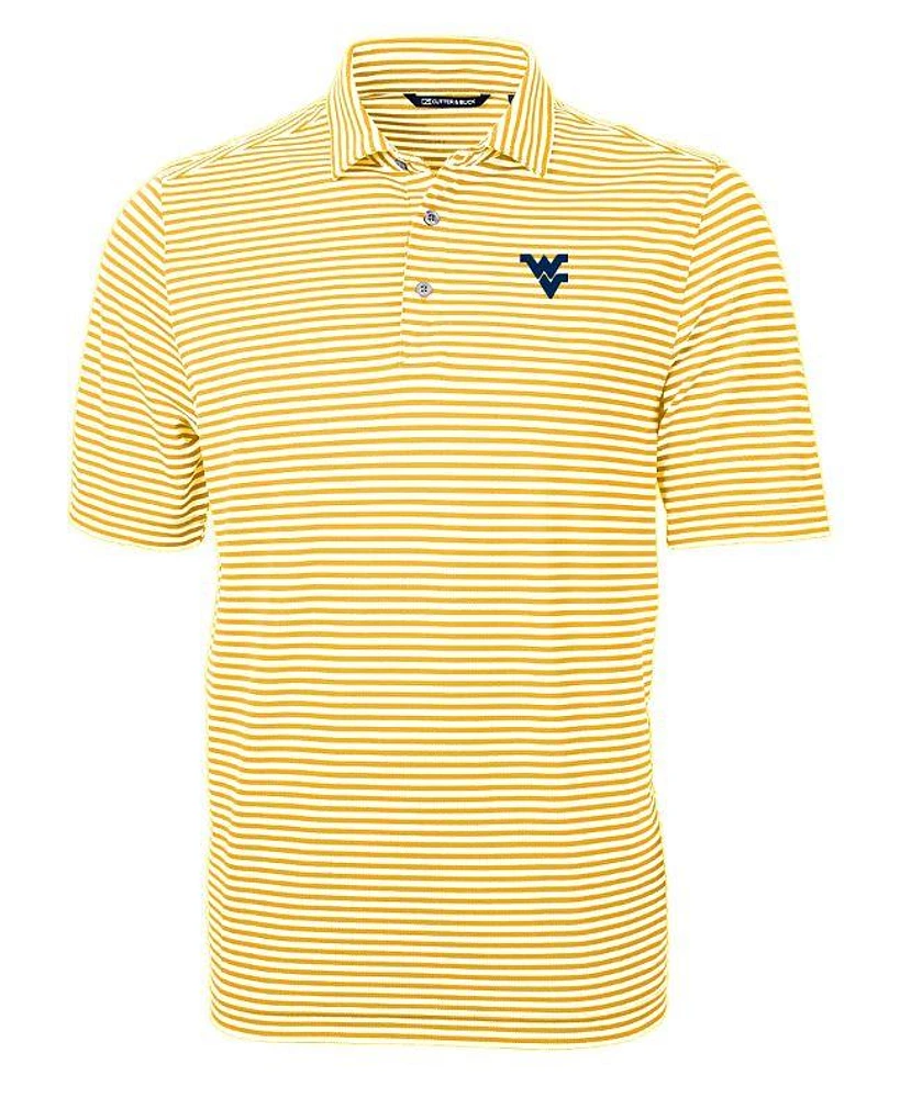 West Virginia Cutter & Buck Striped Virtue Eco Pique Polo