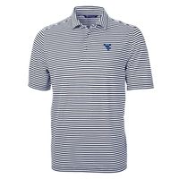 West Virginia Cutter & Buck Striped Virtue Eco Pique Polo