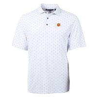 Clemson Cutter & Buck Virtue Eco Pique Tile Print Polo