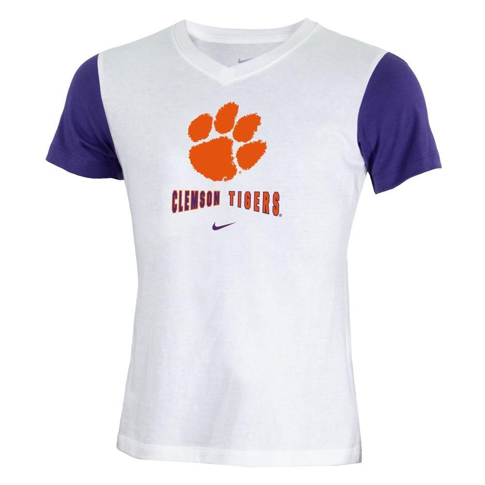 Clemson | Nike Youth Color Block V Neck Tee Alumni Hall