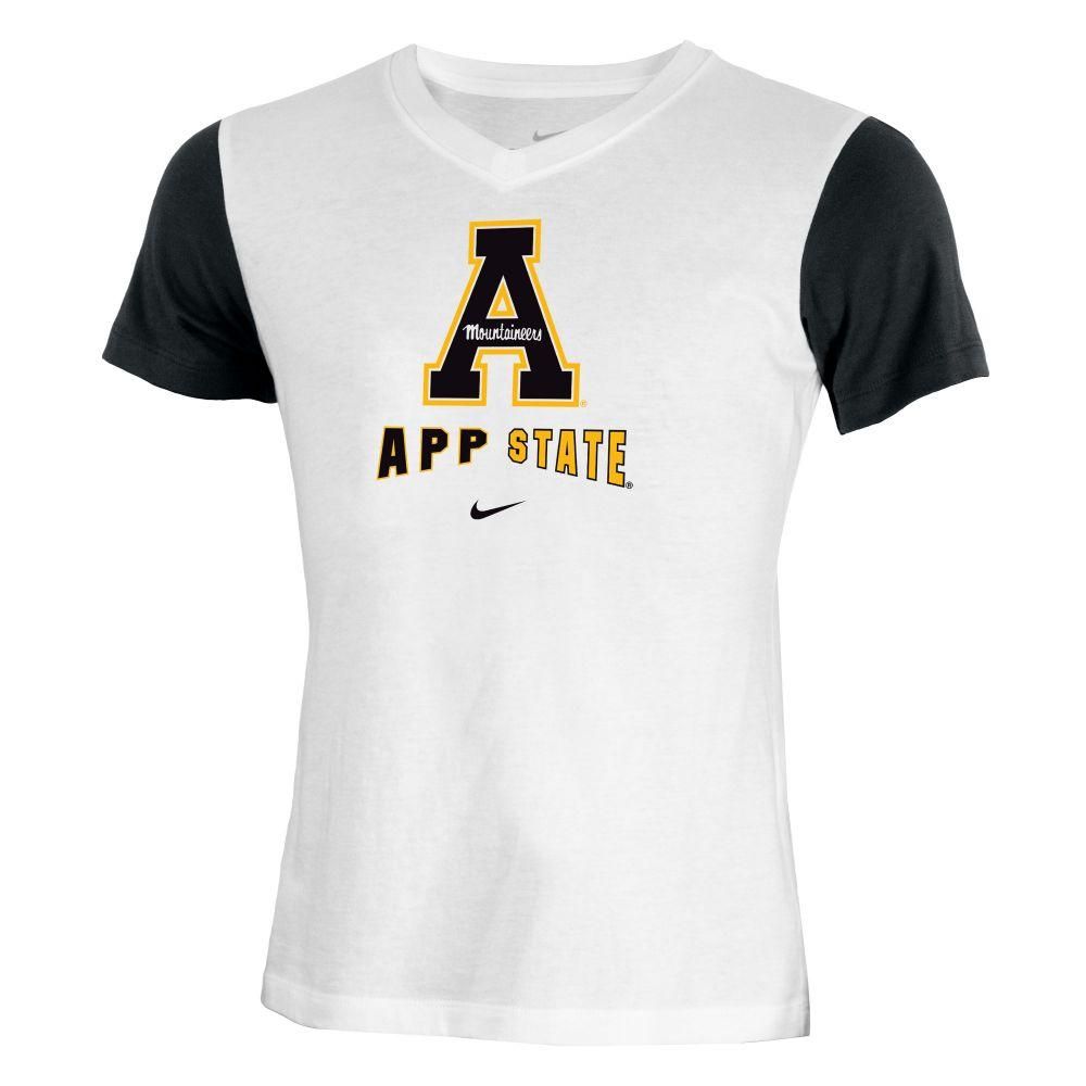 App | Appalachian State Nike Youth Color Block V Neck Tee Alumni Hall