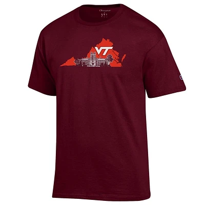 Virginia Tech Champion Men's State Building Logo Tee