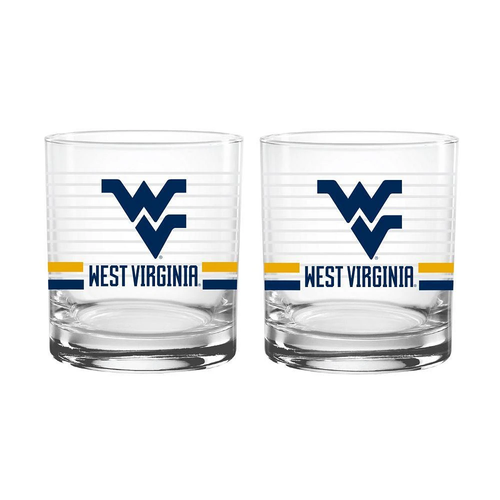 West Virginia 14 Oz Rings Rocks Glass
