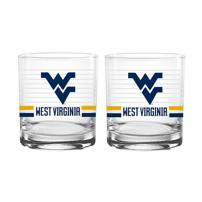 West Virginia 14 Oz Rings Rocks Glass