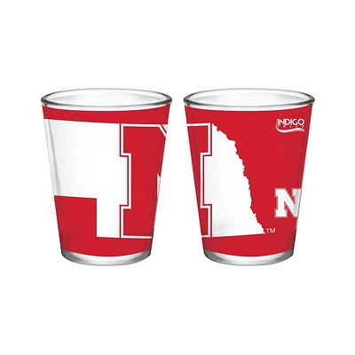 Nebraska 2 Oz Sublimated Side by Side Logo Shot Glass