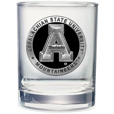 Appalachian State Heritage Pewter Black Emblem Rock Glass