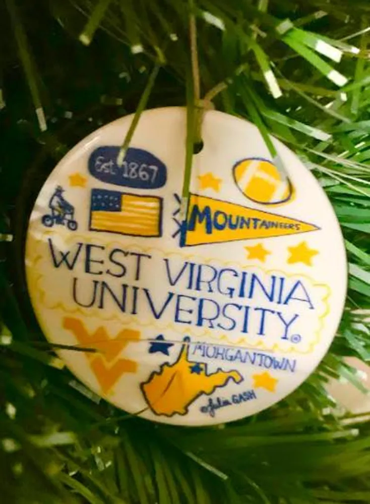  Wvu | West Virginia Julia Gash Round Ceramic Ornament | Alumni Hall