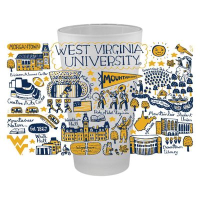  Wvu | West Virginia Julia Gash 16oz Frosted Pint Glass | Alumni Hall